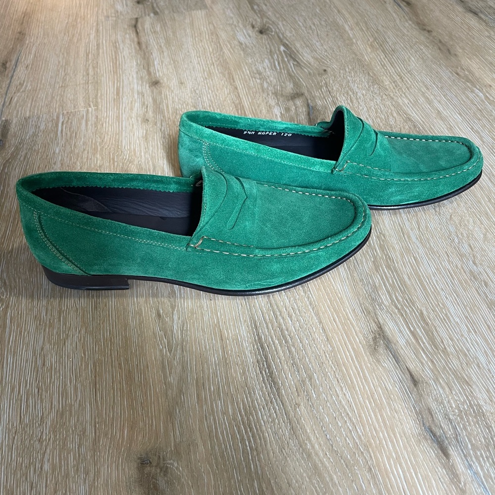 Donald J. Pliner Green Suede Loafers Slip-Ons